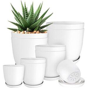 10X Plant Pots Drainage Home Decor Flower Indoor Planter Cactus Succulents White